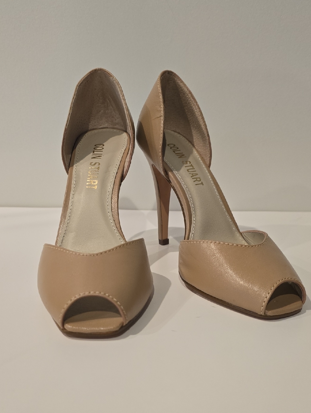 Colin Stuart "D'Orsay" Women's Tan Peep-Toe Pumps Size 6.5